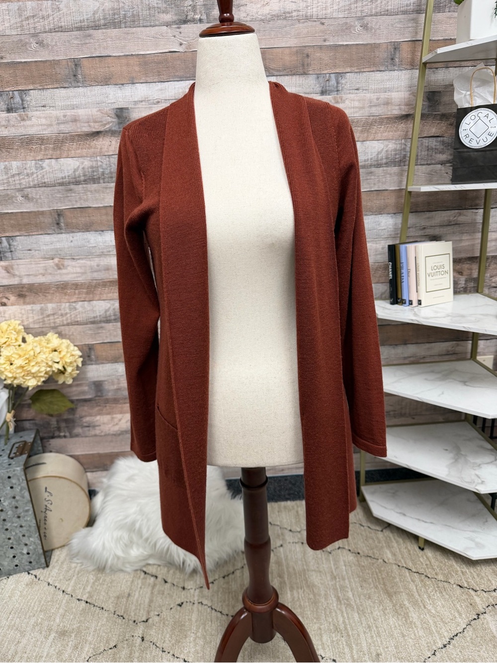 Orvis Burgundy Open-Front Cardigan M